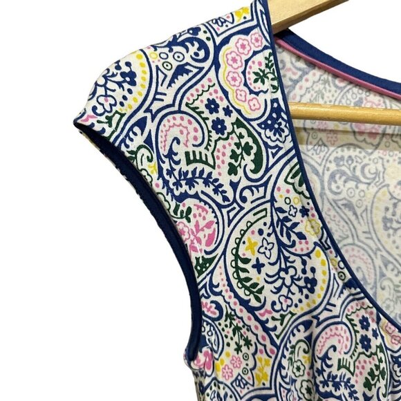 Boden Margot Scoop Neck Cap Sleeve Pockets Knee Length Paisley Print Dress 4R - Picture 6 of 10